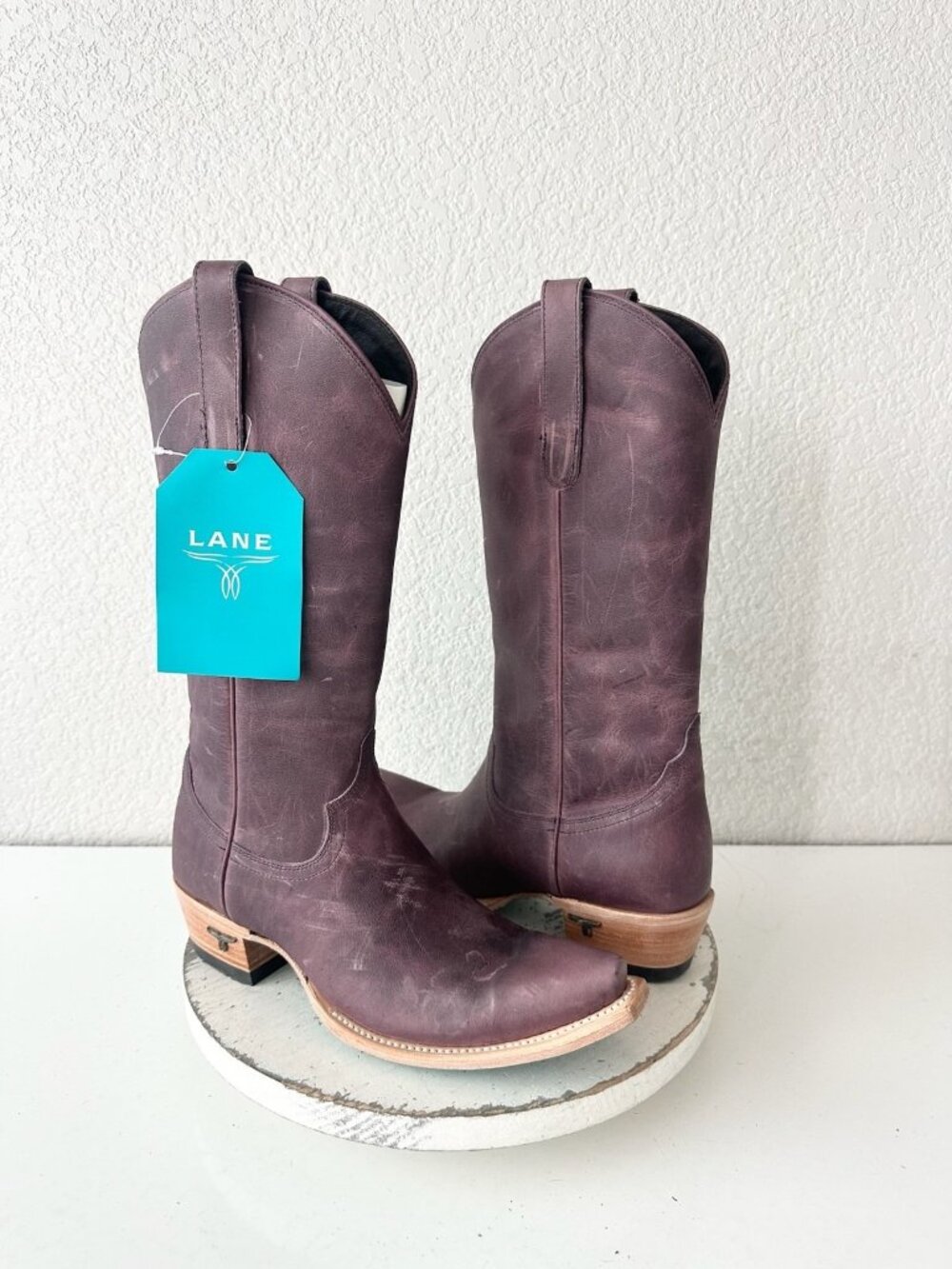 Lane EMMA JANE Purple Cowboy Boots Western Cowgirl Mid Calf Tall Snip Toe 8.5